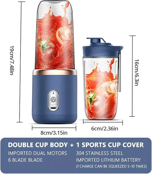 Hexa Blade Rechargeable Juicer – Mini Portable Electric Blender 2in1 Smoothie Maker