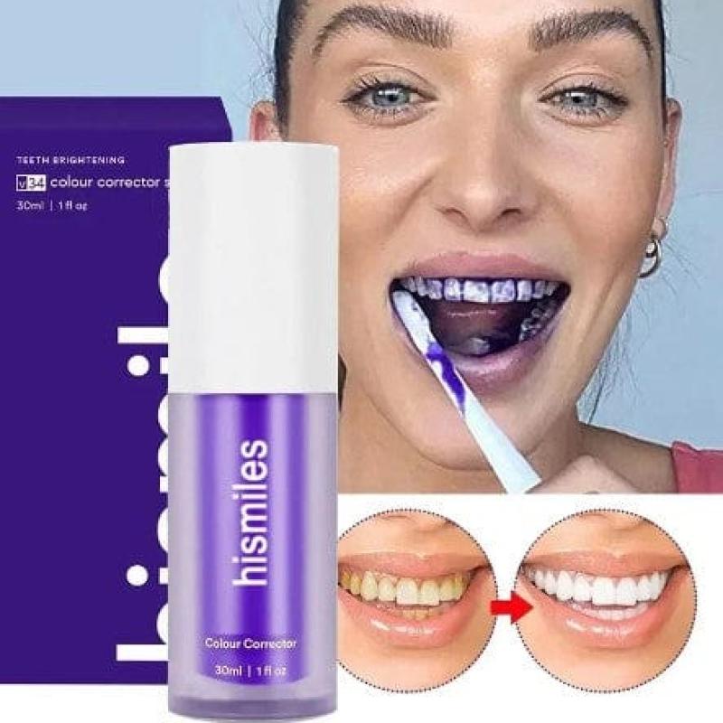 V34 Purple Teeth Whitening Toothpaste – Remove Yellow Stains & Brighten Smile Instantly
