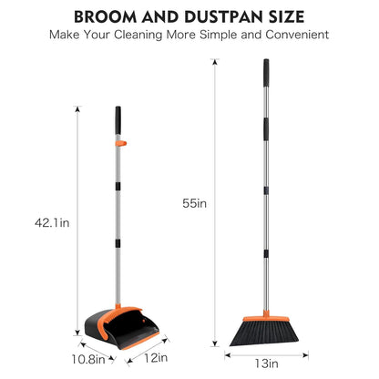 2 in 1 Broom & Dustpan Set with Adjustable Handle – Easy Hair Cleaning Sweeper for Home & Kitchen