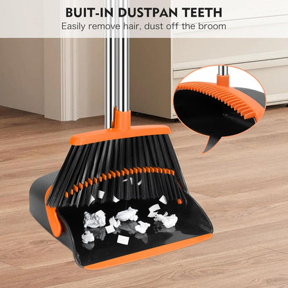 2 in 1 Broom & Dustpan Set with Adjustable Handle – Easy Hair Cleaning Sweeper for Home & Kitchen