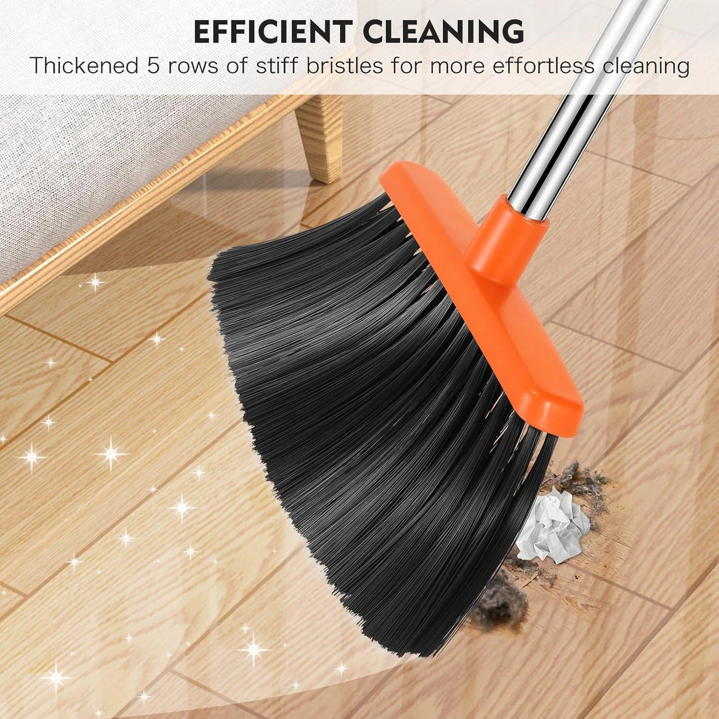 2 in 1 Broom & Dustpan Set with Adjustable Handle – Easy Hair Cleaning Sweeper for Home & Kitchen