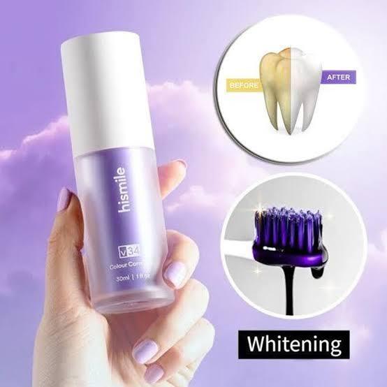 V34 Purple Teeth Whitening Toothpaste – Remove Yellow Stains & Brighten Smile Instantly